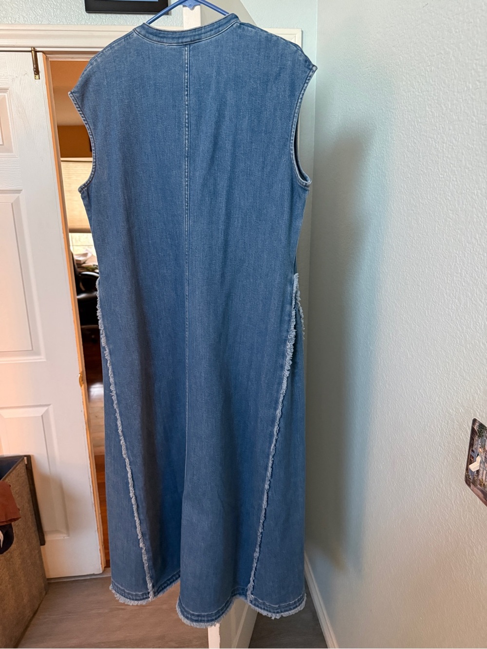 Chico's Fringe Denim Maxi Dress Size 2 Indigo Sleeveless NWT